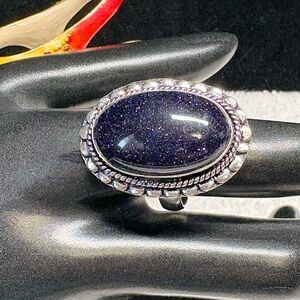 Elegant Silver and Blue Sunstone Ring